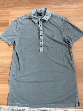 ALL SAINTS Men's Gray Short-Sleeve Polo Shirt